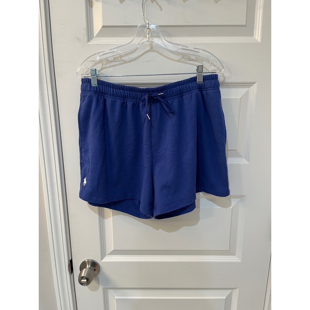 Polo Ralph Lauren Womens Royal Blue Fleece Sweat Shorts XL Embroidered Pony Logo